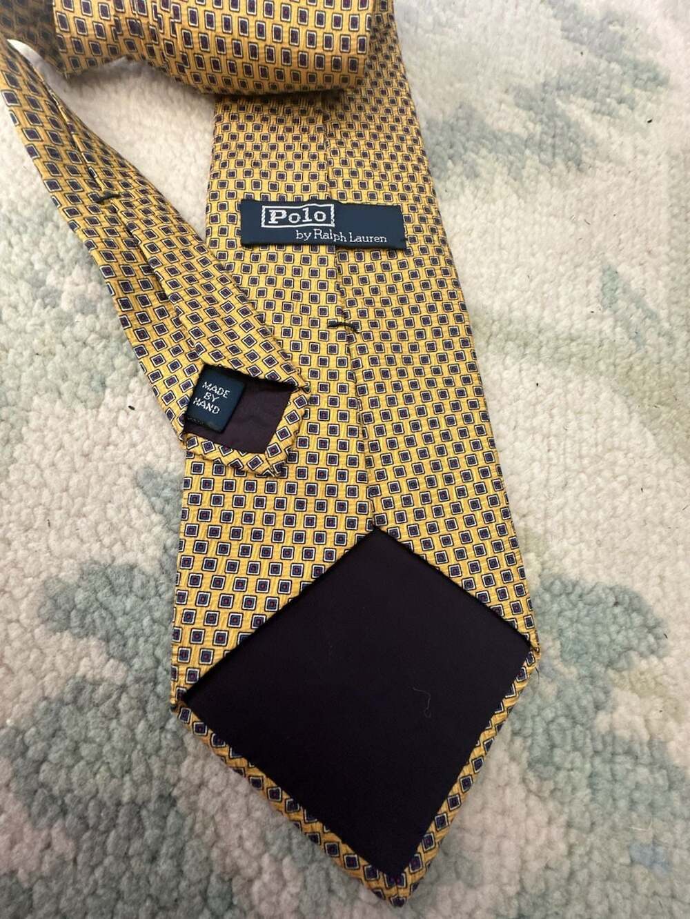 Vintage Polo by Ralph Lauren 100% Silk Geometric Necktie Made by Hand